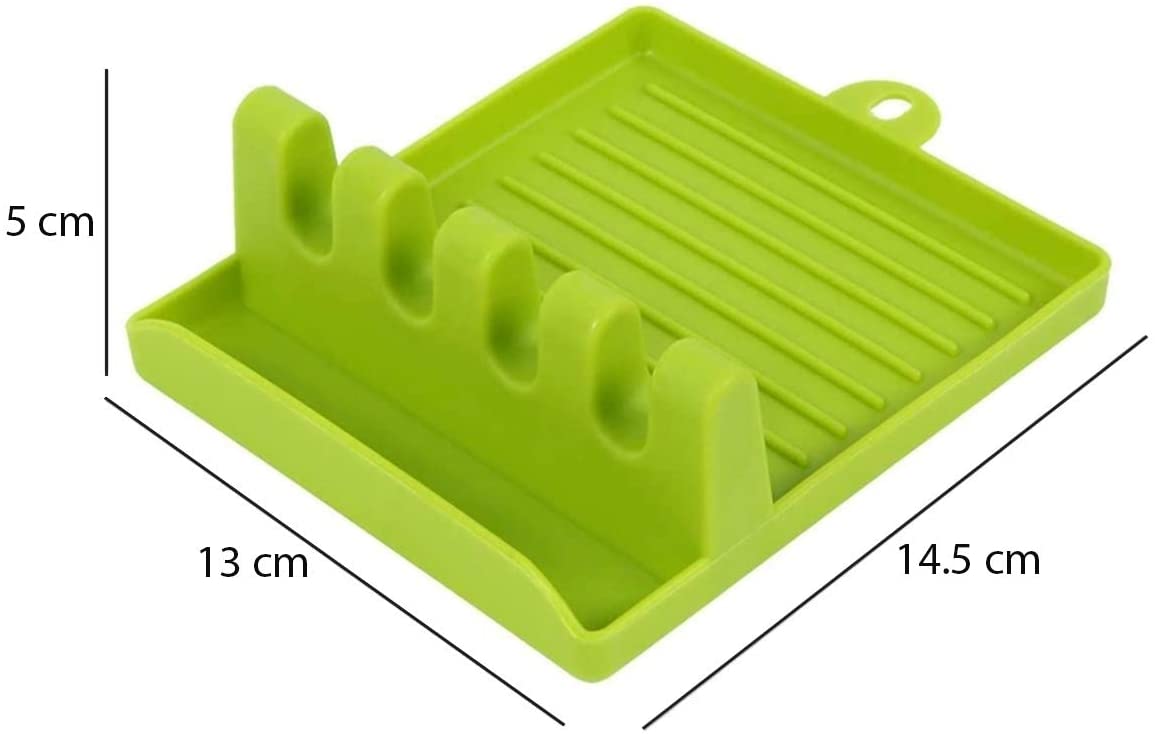 Multi-functional kitchen tool holder for spatulas and more. silicone spoon rest, utensil holder tray, 4 slot spatula stand, kitchen spoon rack, heat resistant silicone mat, spatula holder tray, cooking spoon rest, multicolor utensil holder, countertop spoon rest