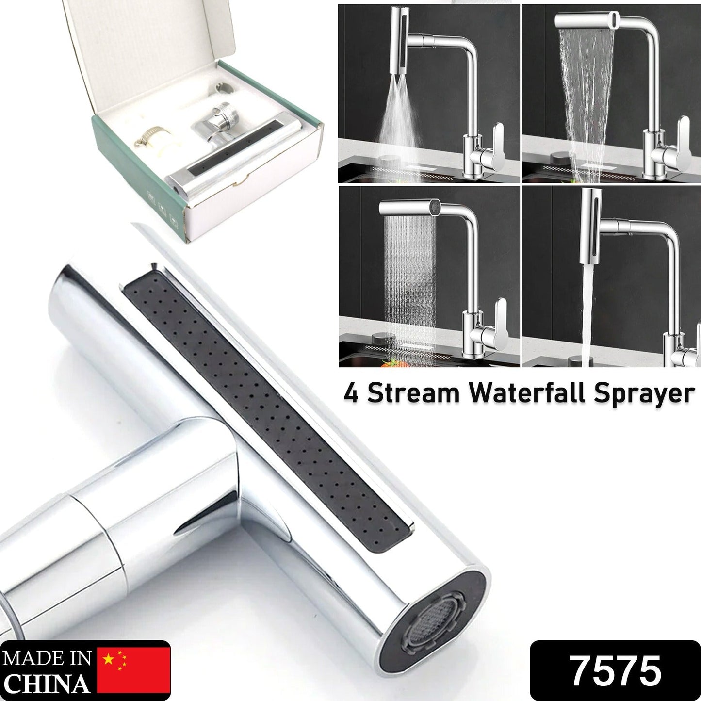 waterfall spray kitchen tap attachment, swivel sink extender for vegetable washing