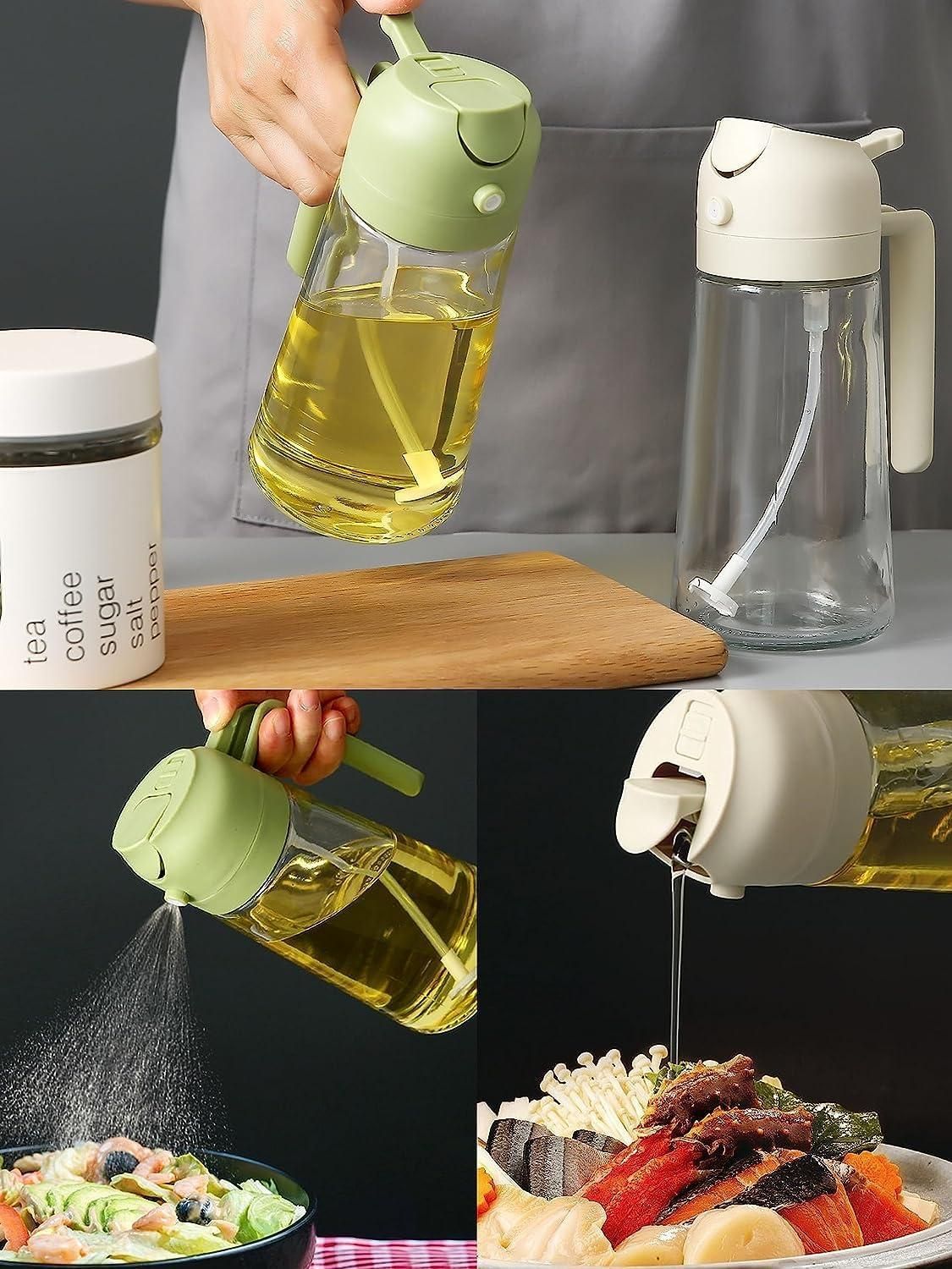 oil sprayer dispenser, portable oil sprayer, glass oil bottle, dual function oil dispenser, kitchen oil mister,