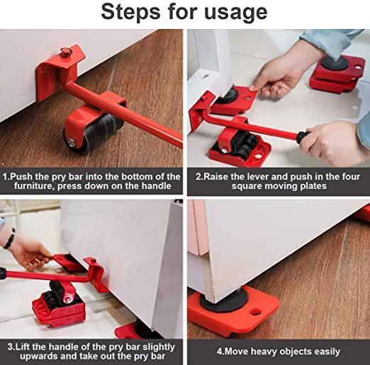 heavy duty furniture lifter mover tool set with wheel pads stainless steel pack of 5, best heavy duty furniture mover tool set India, stainless steel furniture lifter and mover tools with wheel pads, pack of 5 furniture moving tools for heavy furniture lifting,