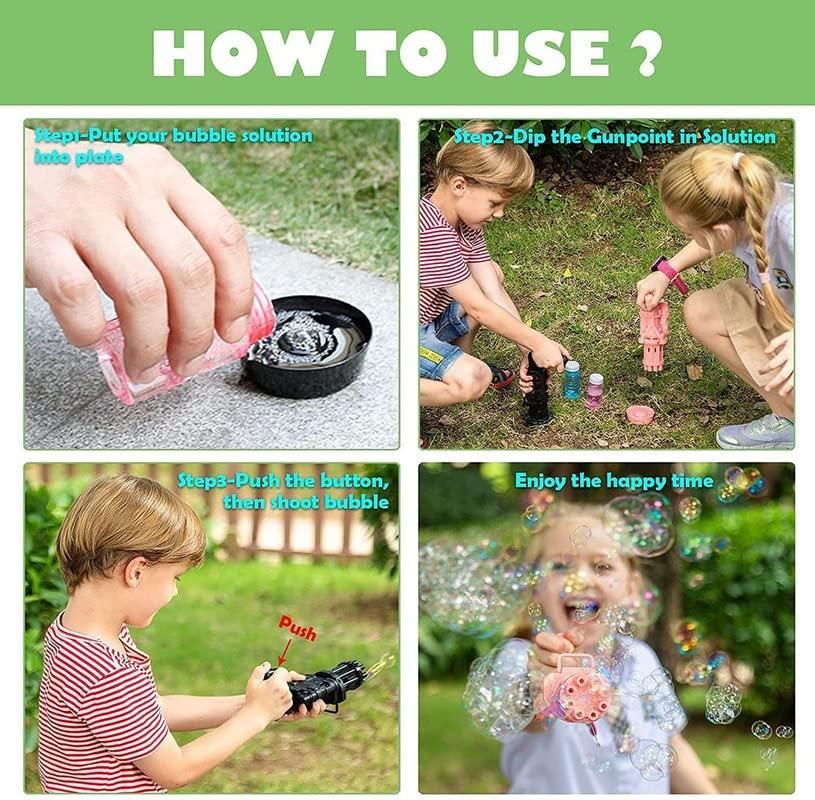 best bubble gun for kids in India with battery slot, 8-hole automatic Gatling bubble blower toy for toddlers, electric bubble gun with bubble water for outdoor fun, fun outdoor bubble machine for boys and girls, battery-operated bubble gun for children’s playtime, colorful and safe bubble gun toy for toddlers, automatic kids bubble gun with multiple holes, easy to use bubble blower for toddlers in India, Gatling-style electric bubble gun with refill bottle, kids bubble shooting toy for summer outdoor