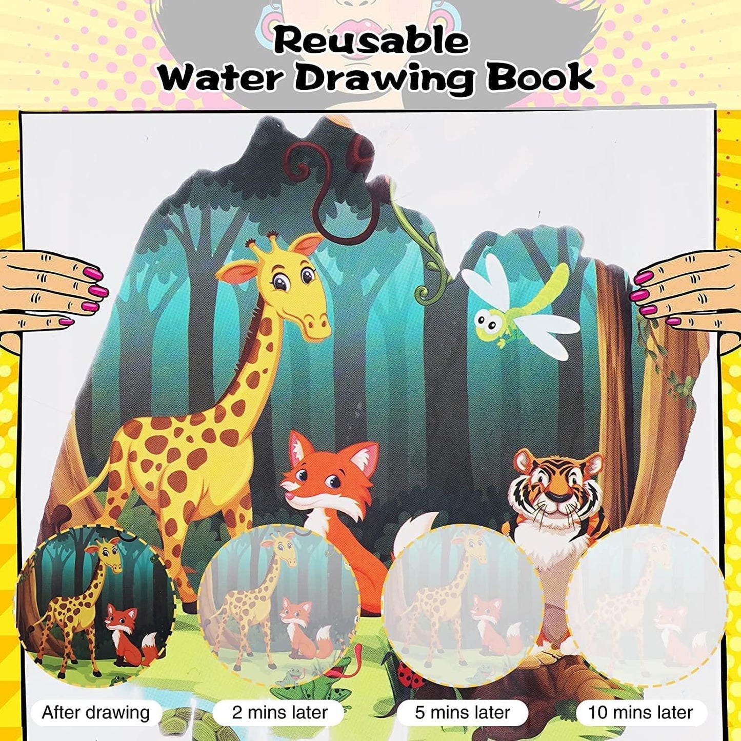 educational coloring book India, kids magic coloring book, reusable coloring books for children, magic water drawing book India, mess-free kids art supplies, kids educational toys coloring book