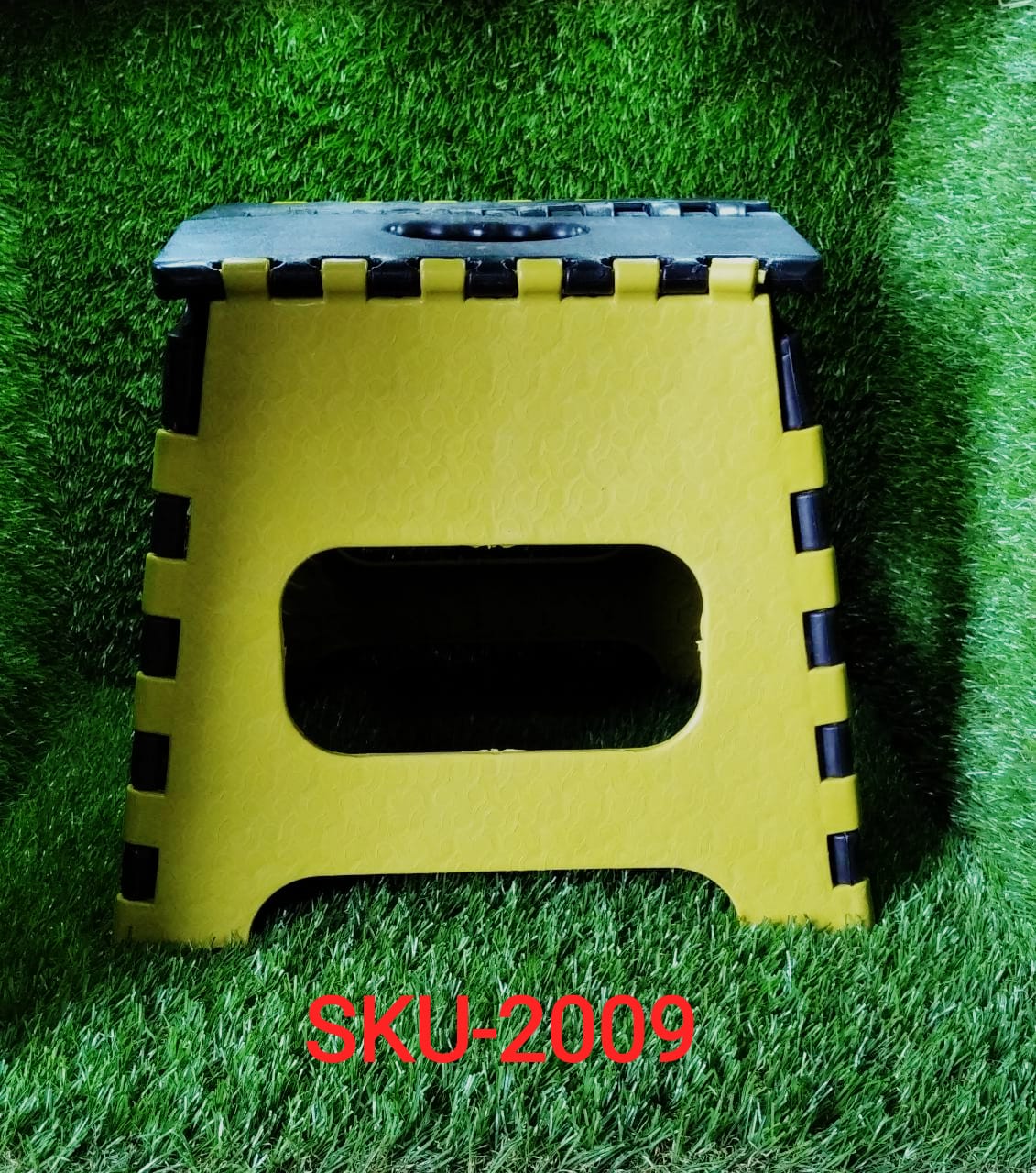 Easy-to-carry folding step stool with a colorful design and a handle, ideal for home use. folding plastic step stool, 12 inch step stool, non slip step stool, heavy duty stool, foldable stool for kids, kitchen step stool, portable stool for bathroom