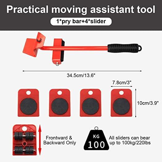 heavy duty furniture lifter tools for home and office use, furniture mover tool set with wheel pads for easy shifting, durable stainless steel furniture lifter mover set India, furniture lifter and mover tools for heavy weight furniture, pack of 5 heavy duty furniture lifter tools with wheels, stainless steel furniture mover kit with wheel pads