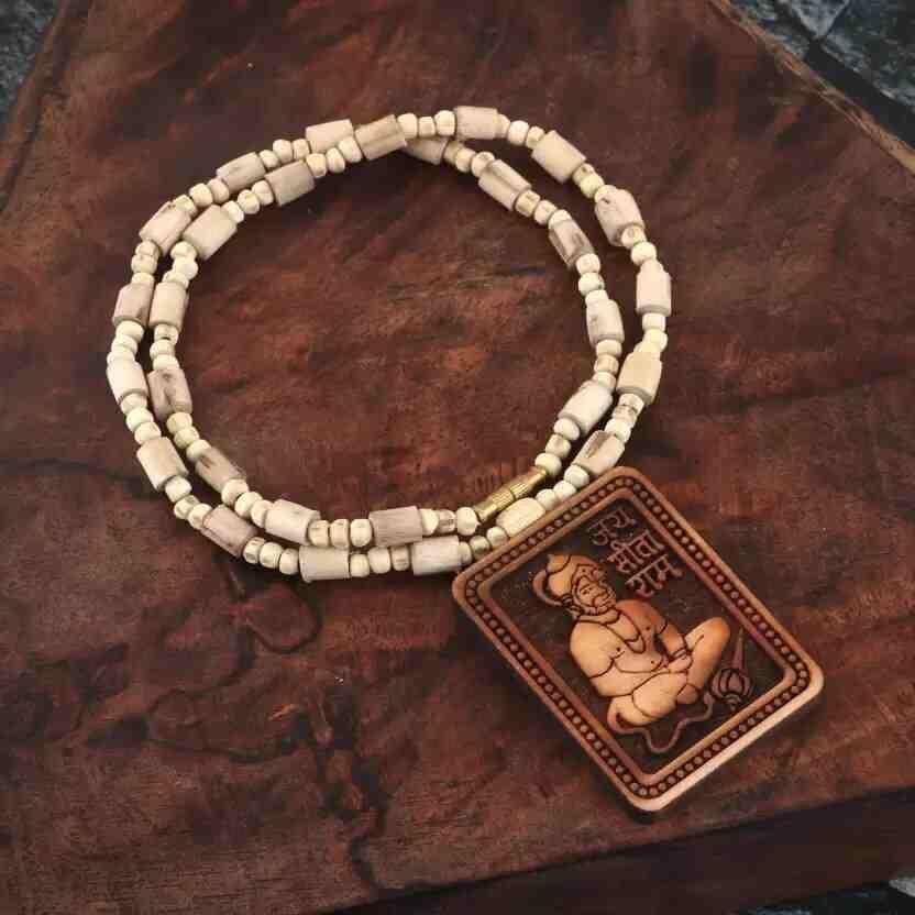 tulsi kanthi mala, hanuman pendant for men, tulsi mala with pendant, wooden hanuman locket, men’s spiritual mala set, tulsi mala pack of 2, hanuman pendant with chain, wooden locket set for men, tulsi kanthi mala with hanuman locket, devotional pendant for men