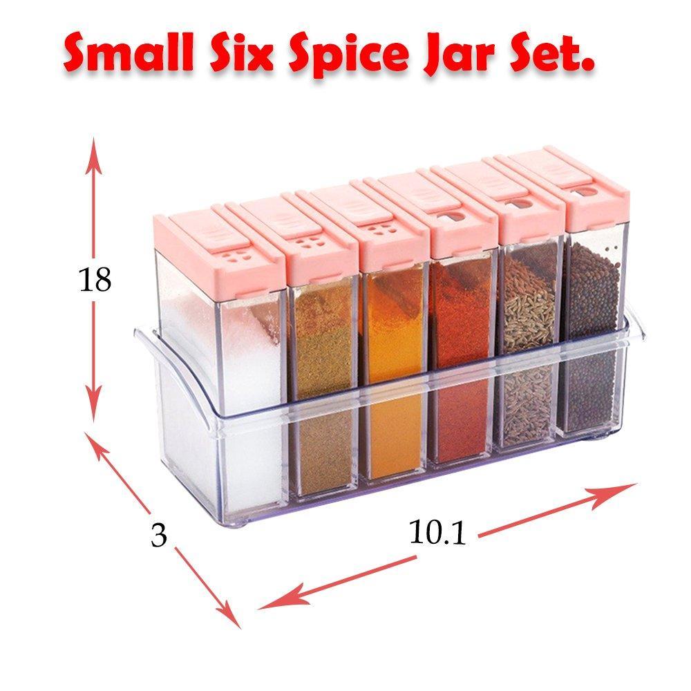 Plastic spice jars with vibrant colors for organizing spices. spice jar set, plastic spice container, airtight cereal dispenser, 6 pcs kitchen storage jars, BPA free spice storage, modular spice box, masala container set
