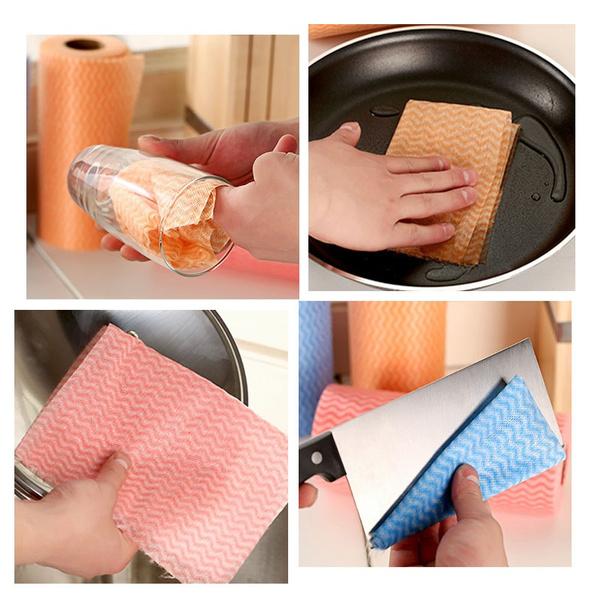 disposable kitchen wipe roll for oily surfaces, roll of wipes for household utility, disposable roll for fridge and table cleaning,