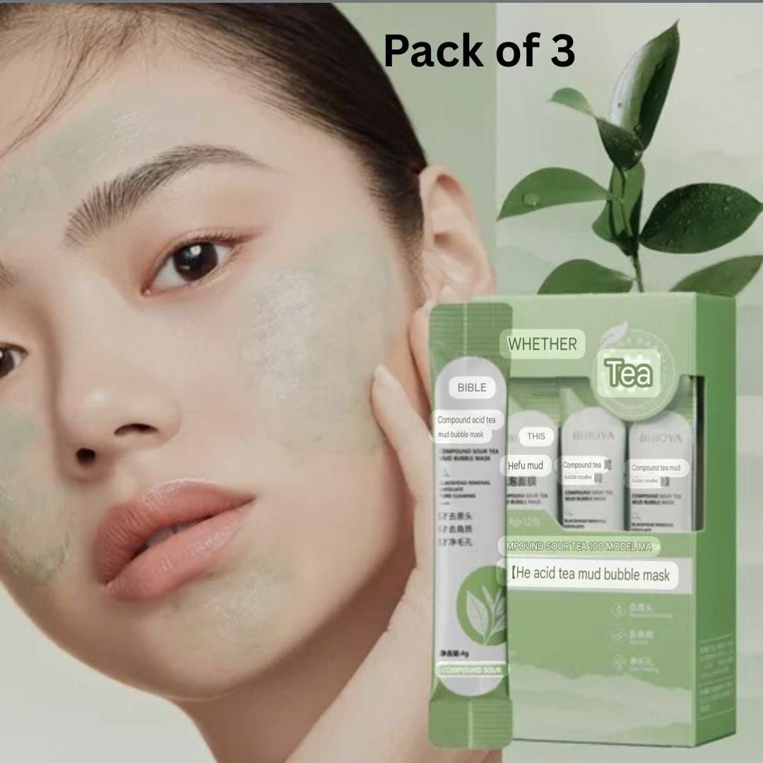 Compound Sour Tea Bubble Face Mask (Pack of 3) – Deep Cleansing & Moisturizing for All Skin Types, compound sour tea bubble mask, bubble mask for face, sour tea face mask, deep cleansing bubble mask, face mask for glowing skin, moisturizing bubble face mask, skincare bubble mask India, Korean bubble mask, bubble tea face mask, bubble mask for all skin types, face mask for pores and hydration