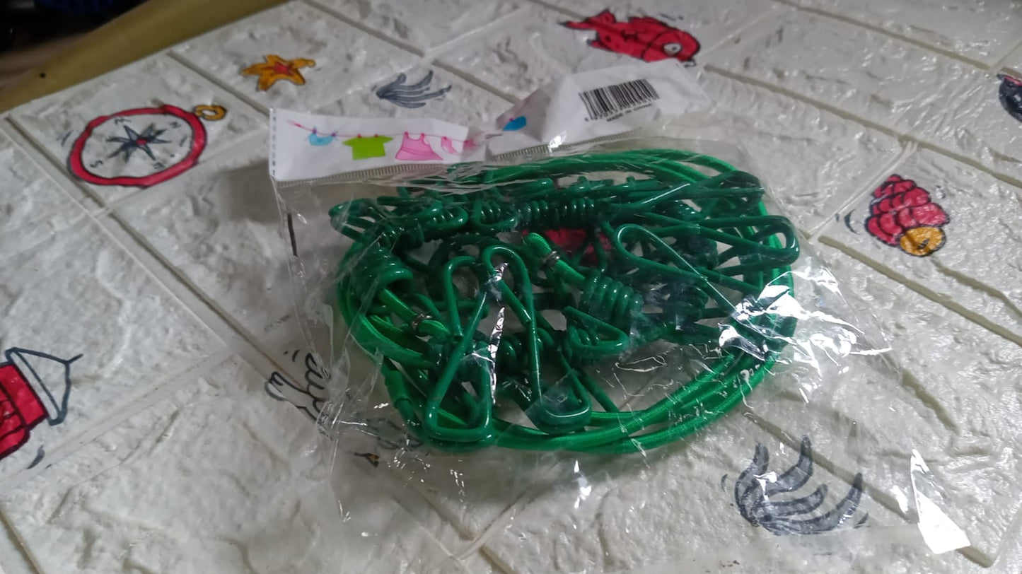 Elastic clothes line with metal clips, elastic drying rope, travel clothesline, portable clothesline, camping clothes drying rope, clothesline with clips, travel cloth rope, elastic clothesline
