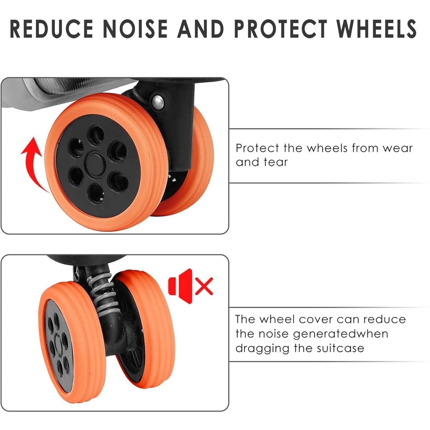 spinner wheel covers, trolley wheel cover, noise reduction wheel cover, suitcase wheel protector, silicone luggage accessory