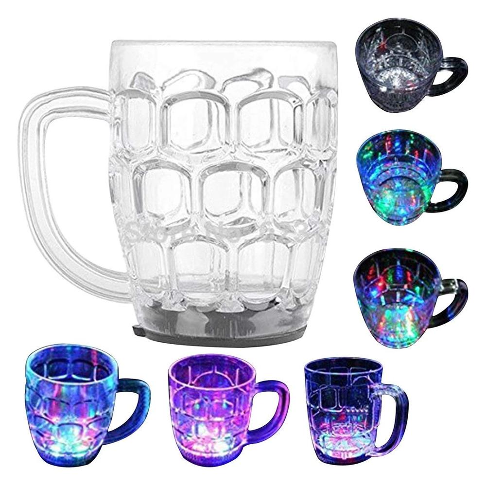 Glass cup with LED lights that change colors. LED glass cup, light up party mug, rainbow LED mug, flashing acrylic cup, color changing drinkware, LED drink glass, party beverage mug