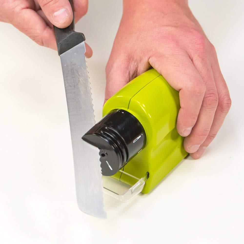 Cordless electric knife sharpener, cordless knife sharpener, motorized blade sharpener, kitchen knife sharpener tool, portable sharpener for steel knives, electric knife sharpening tool