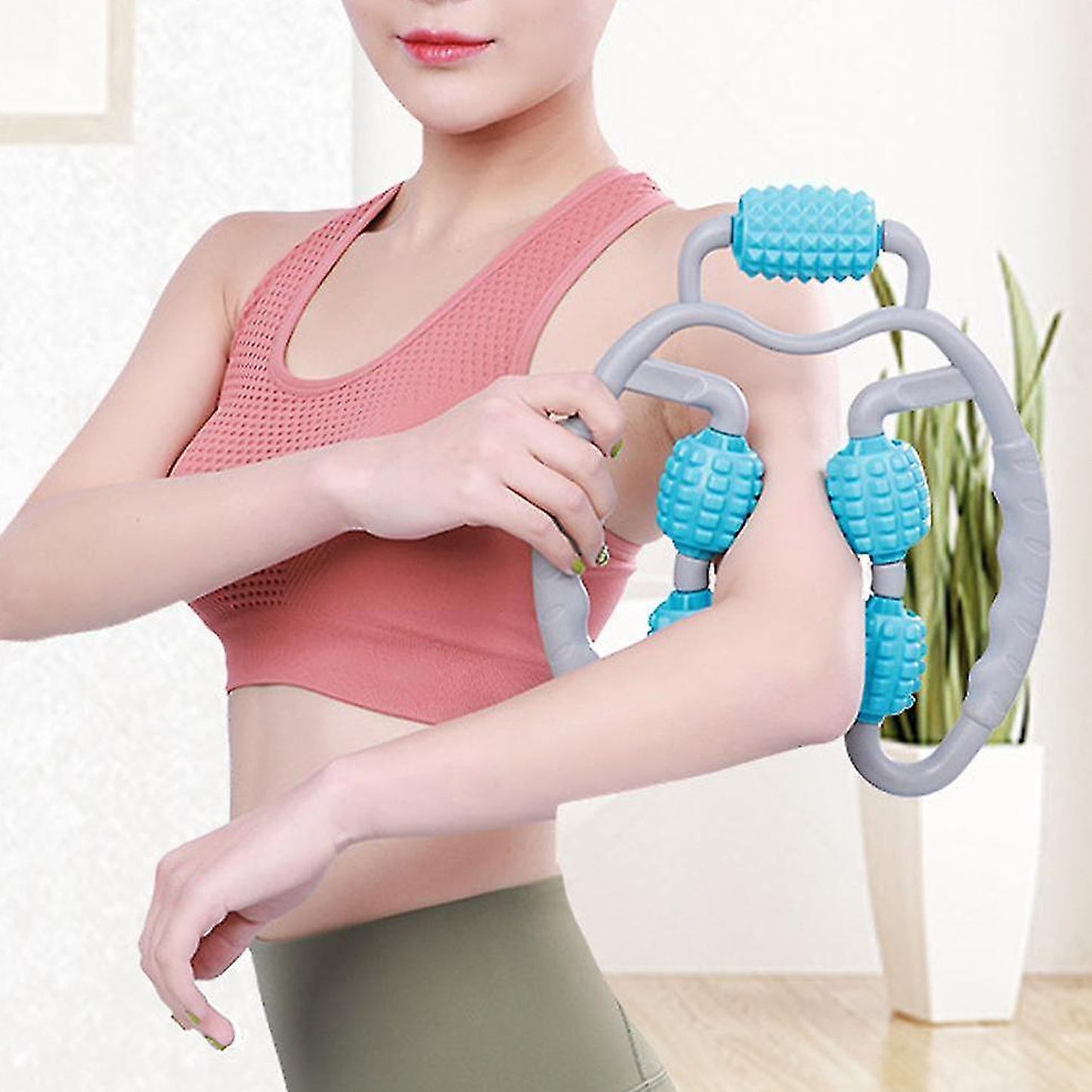 Muscle massage roller with 5 wheels for leg and thigh massage