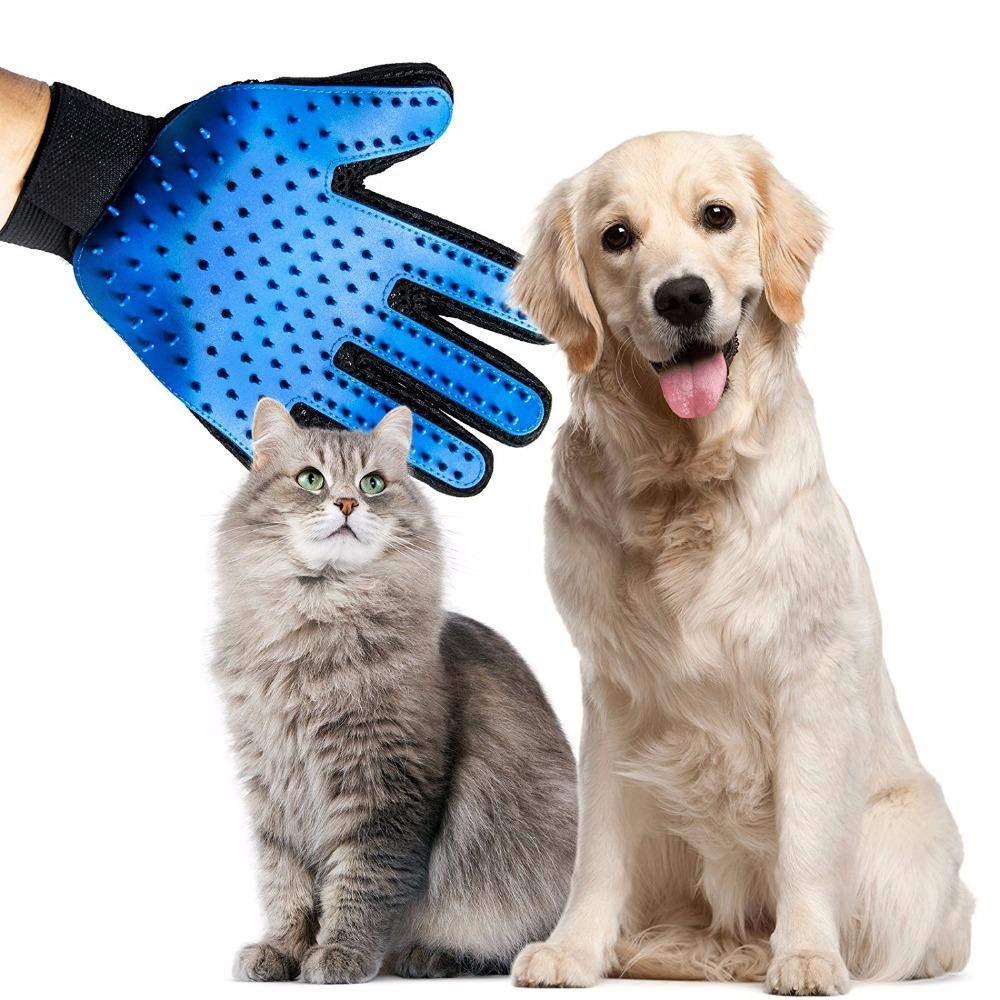 gentle silicone grooming brush glove for pets, grooming glove that removes hair from furniture and clothes, multipurpose pet grooming and hair removal glove, easy to use deshedding glove for pet parents, pet care glove with five finger design for effective brushing