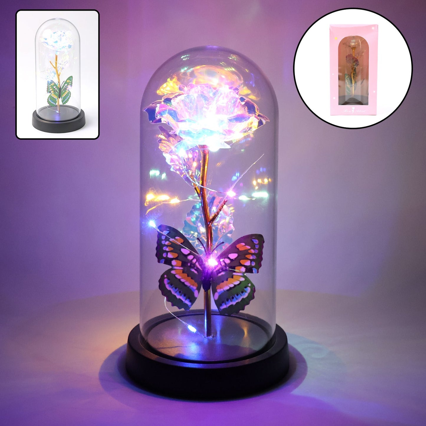 romantic gift rose light for bedroom décor, artificial eternal rose with glowing LED lights,