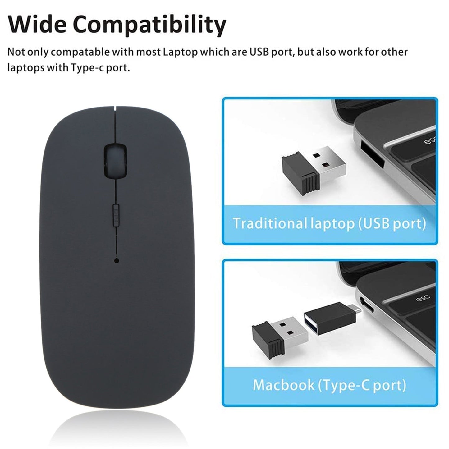 Portable wireless mouse for computers and iPads, ergonomic design. wireless mouse, cordless optical mouse, slim computer mouse, laptop mouse, nano USB receiver mouse, 3 DPI wireless mouse, travel mouse for PC