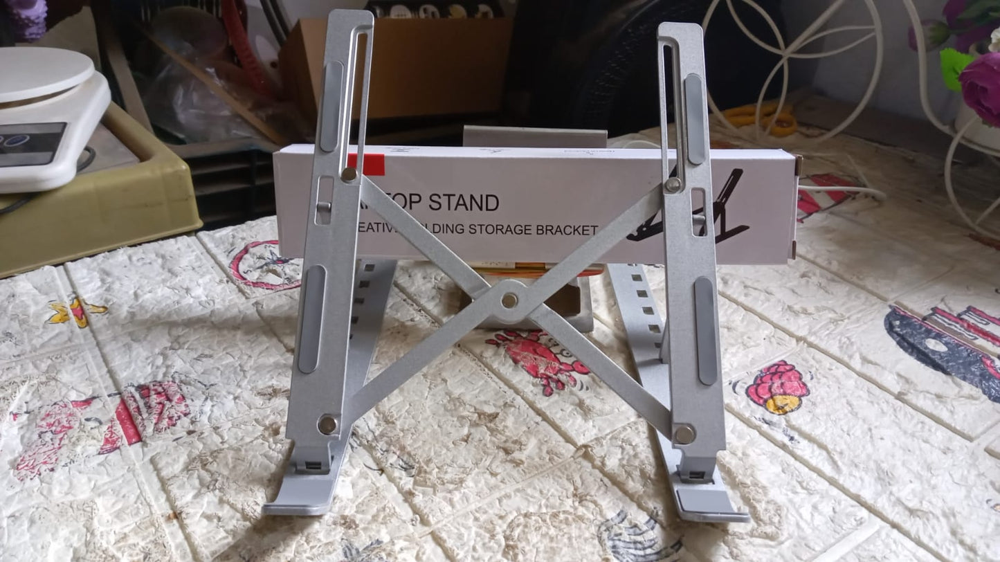 Durable metal laptop stand for travel, office, and home use