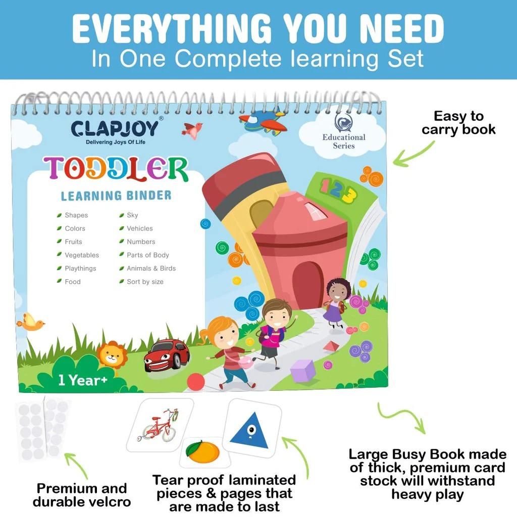 toddler activity binder, educational learning book for toddlers, Velcro stick and learn book India, busy book for preschool learning, interactive binder for 2–5 year kids, stick and play activity book India, reusable toddler learning book, Montessori toddler binder