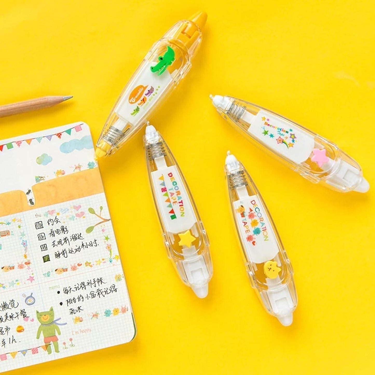 best cute decoration tape pen machine pack of 2 for kids in India, kawaii novelty sticker roller tape pen for crafts, kids craft tape roller pen set, decoration tape pen machine for creative crafts, kawaii sticker tape roller for children, double pack tape pen roller for school projects, novelty craft tape pen for kids, kawaii tape roller machine for crafts and decoration, kids sticker tape pen set for art and craft, craft decoration tape pen for kids