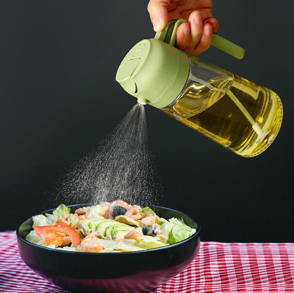 easy-to-use oil mister for BBQ and salad dressing, transparent glass oil sprayer with pump, oil spray bottle for oil and vinegar, kitchen oil sprayer for baking and frying, dual purpose oil dispenser for home and outdoor use