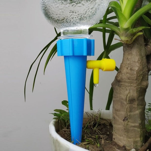 Garden irrigation kit with spikes, self watering spikes, drip irrigation spikes, automatic watering for plants, adjustable valve plant waterer, gardening spikes, plant watering system, indoor outdoor plant drip, bottle irrigation spikes, garden drip spike, plant hydration tool