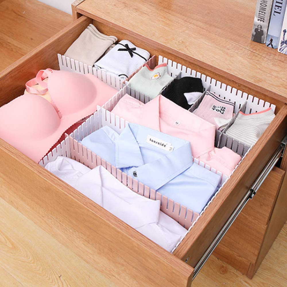 Dividers and organizers for kitchen drawers in a set. drawer organizer, kitchen drawer divider, adjustable drawer separators, makeup storage grid, multicolor drawer organizer, plastic drawer divider, closet organizer, office drawer separator, DIY drawer storage
