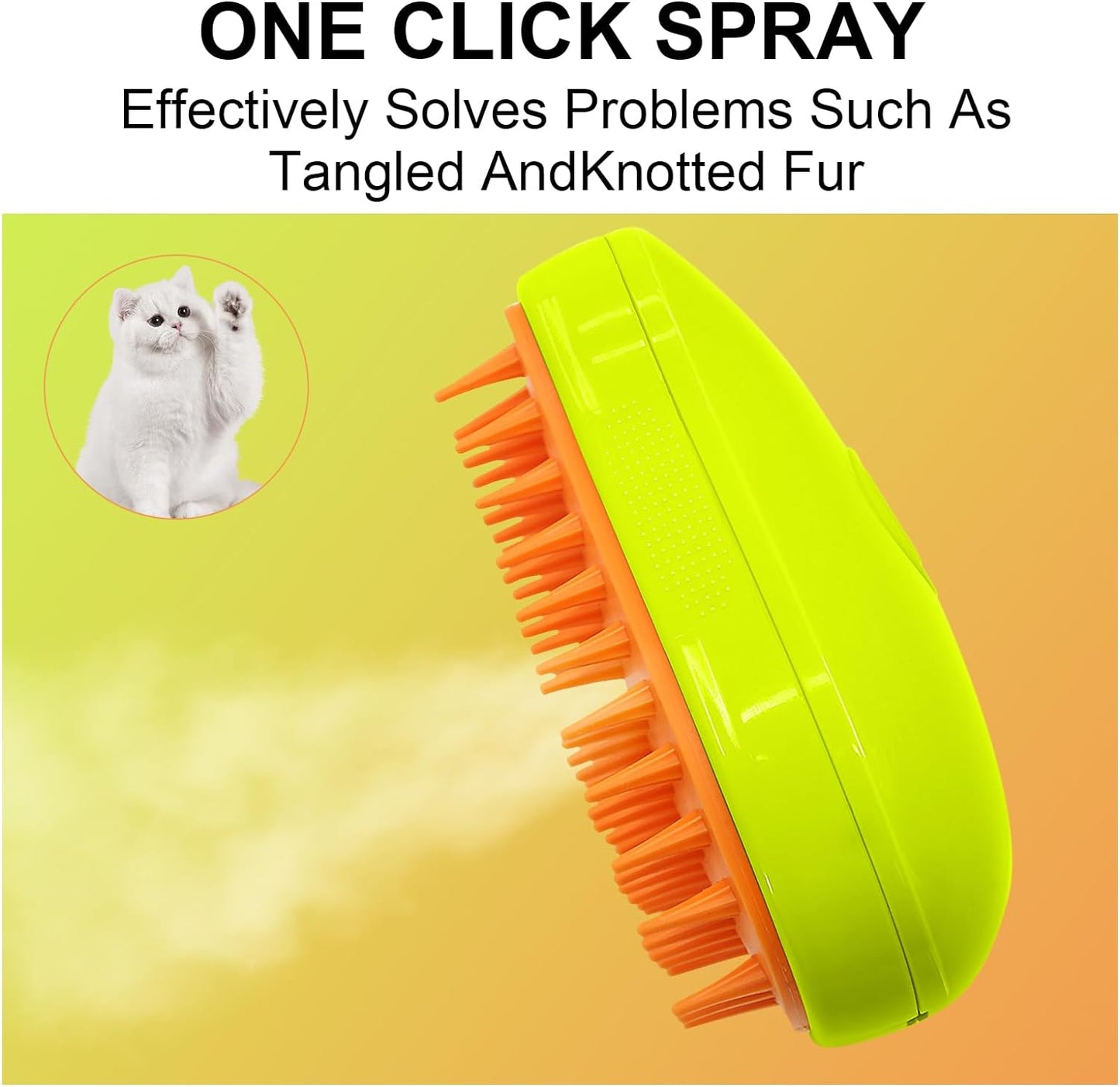 home use cat grooming brush with spray, pet grooming accessory with steam and massage