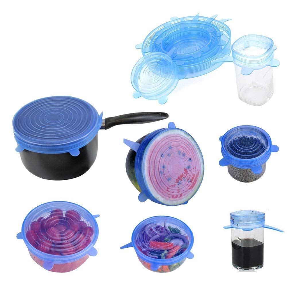 Multi-size stretch lids for containers, silicone stretch lids set, reusable food covers, BPA free silicone lids, airtight silicone lids, microwave safe food lid, eco-friendly food storage covers, flexible kitchen lid set