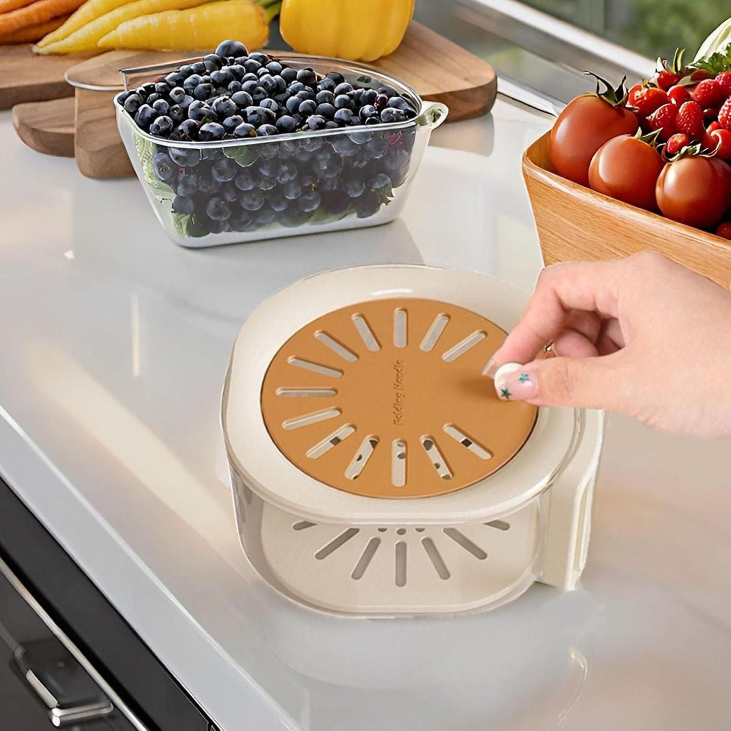multifunctional washing and straining bowl, kitchen fruit drain basket with lid, fruit washing basket with strainer, multifunctional kitchen washing bowl, drain basket for fruits and vegetables, 2 in 1 strainer bowl for kitchen, fruit straining basket with lid, multifunctional fruit washing basket, kitchen washing and draining bowl
