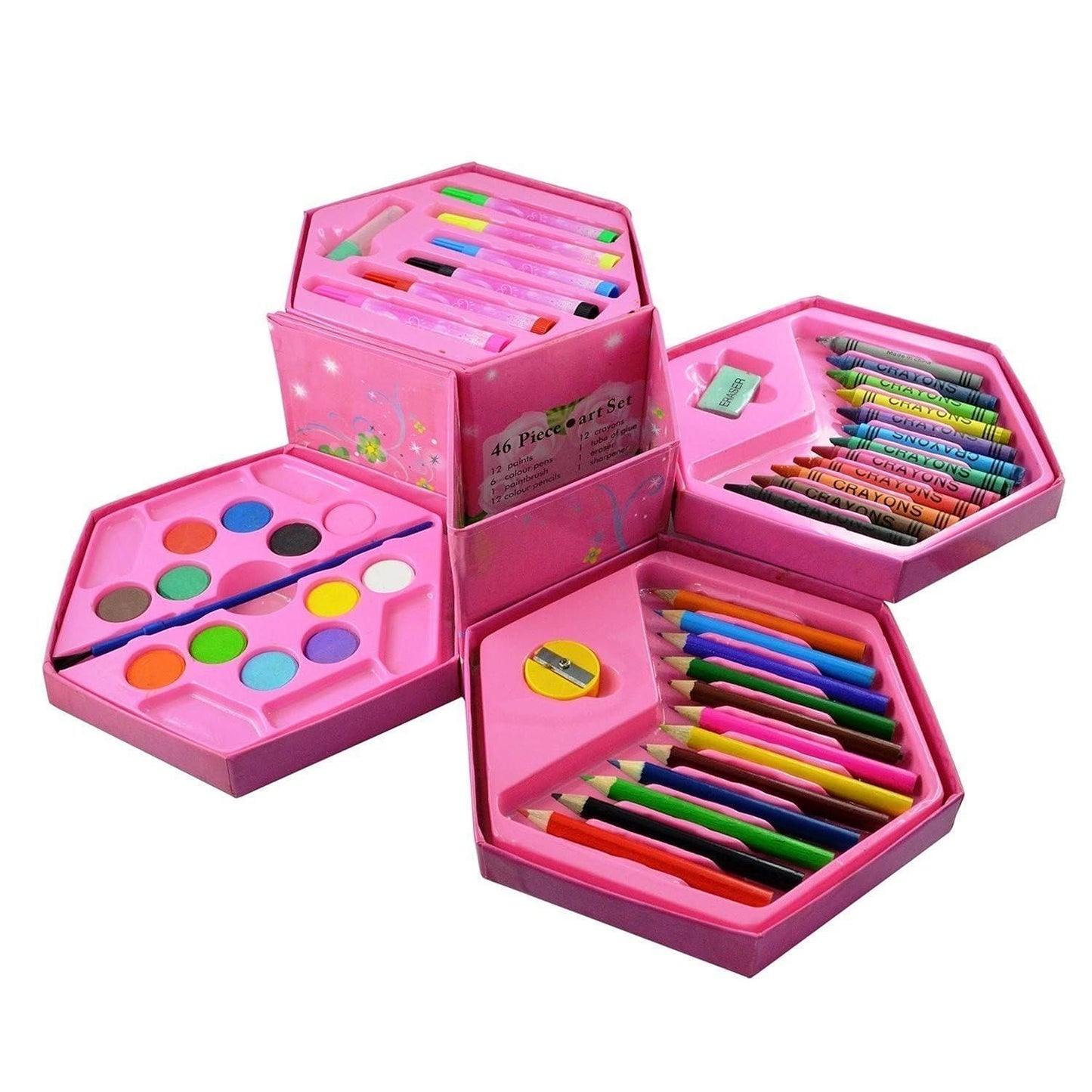 best 46 piece art set for kids in India, complete drawing painting coloring kit for children, kids art supplies set with crayons and sketch pens, children’s art and craft kit with pencils, creative art set for kids with crayons and paints,