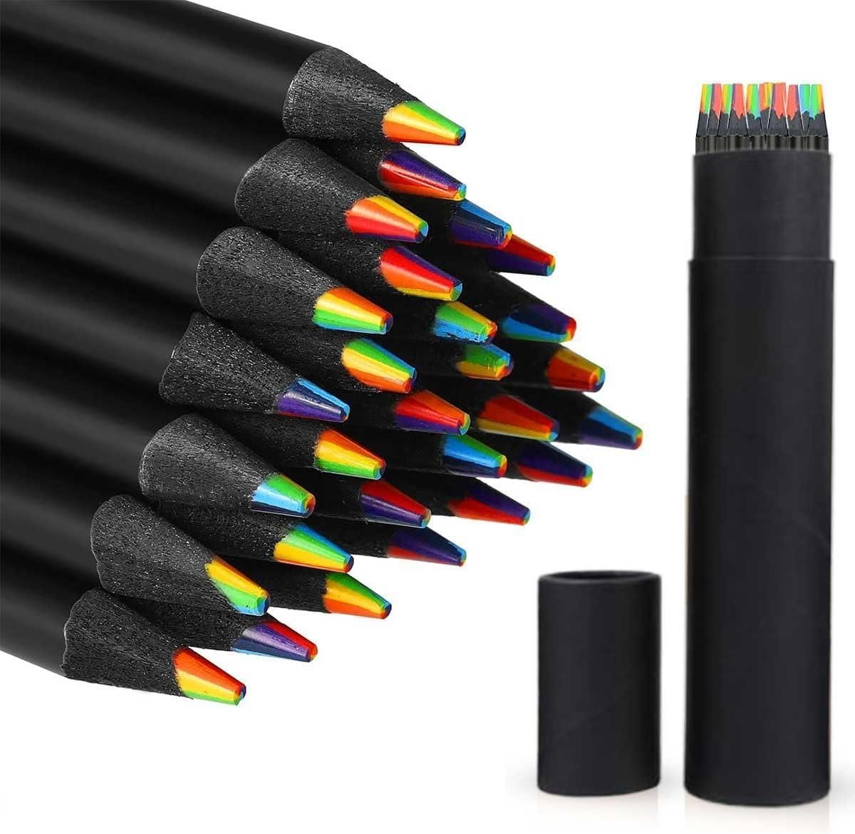 12 Pieces Rainbow Pencils – Pre-Sharpened Multicolor Writing & Drawing Pencils Set, rainbow pencils set, multicolor rainbow pencils, 12 color pencils set, pre-sharpened pencils, kids coloring pencils, rainbow writing pencils, multicolor lead pencils, drawing pencils for school, school stationery pencils, pack of 12 rainbow pencils