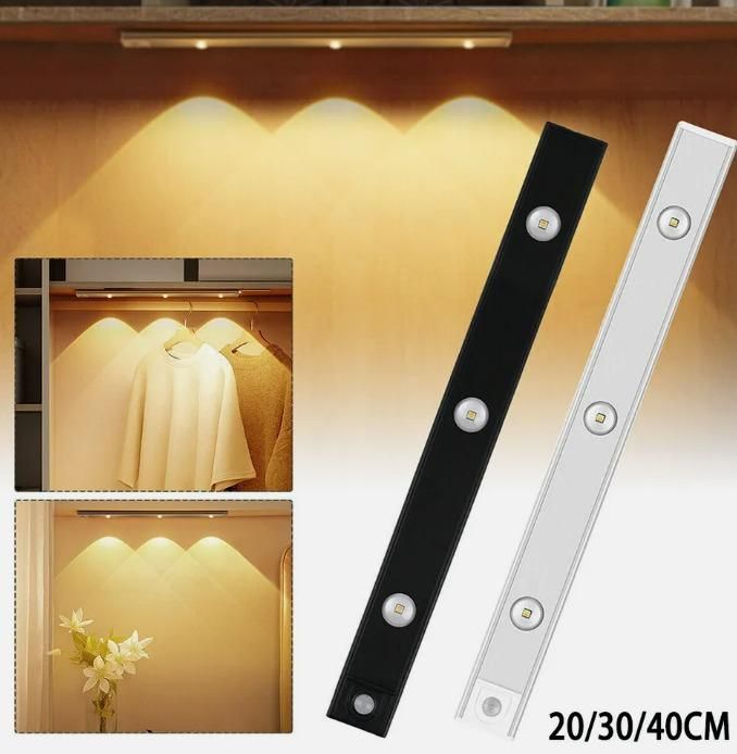 stick-on PIR motion light for wardrobe drawers shelves, LED rechargeable motion light with warm and white color options, wireless motion detection cabinet lights for home and office use, wardrobe LED motion sensor light rechargeable USB powered, PIR sensor LED light for under cabinet and kitchen use,
