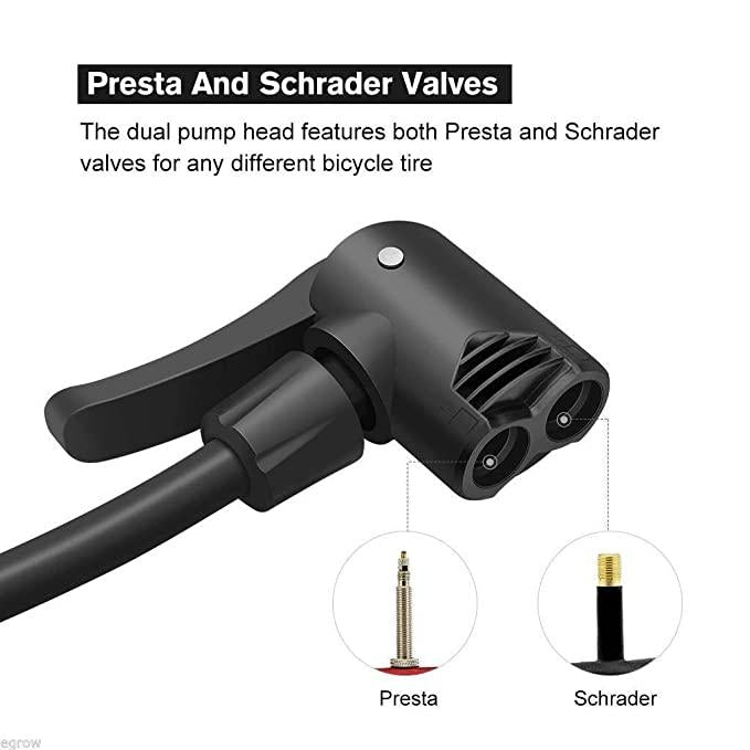 portable foot activated air pump with pressure gauge compact tyre inflator aluminium and plastic, best foot pump tyre inflator with pressure gauge India, compact portable tyre inflator for car and bike, aluminium foot pump with pressure gauge for tyres,