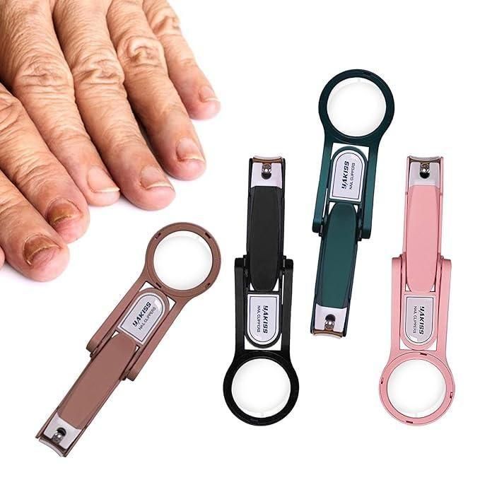 stainless steel nail cutter for adults and kids, precision nail trimmer with magnifier lens, magnifying glass nail clipper for safe trimming, ergonomic nail clipper with magnifier India, nail cutter with zoom lens for better visibility, sharp nail trimmer for children and elderly, easy grip magnifying nail clipper, professional nail cutter with magnifying glass, safe nail cutting tool with magnifier for home use