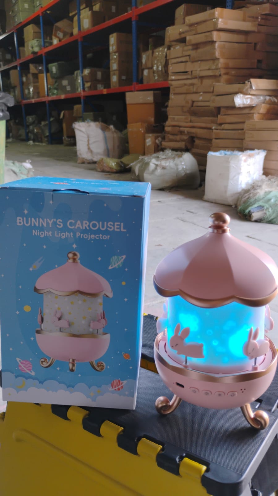 bunny light for baby shower gift, night light with soothing music and rotating light effects, LED carousel projector lamp for children