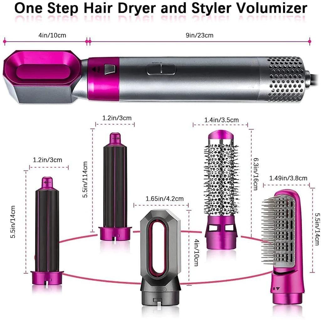 negative ion hair dryer and curler combo, hair dryer styling tool with detachable heads and ion technology, multifunctional hair styling tool with 5 attachments, negative ion curler and hair dryer 5 in 1,