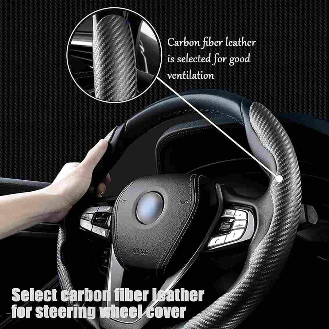 steering wheel grip cover India, anti-slip grip cover for car, durable steering wheel protector, carbon fiber pattern cover, ABS steering wheel grip cover, car accessory steering wheel, steering wheel safety cover, car interior grip cover, carbon fiber look steering wheel, ABS grip cover for steering, anti-slip car grip cover, random color steering wheel cover