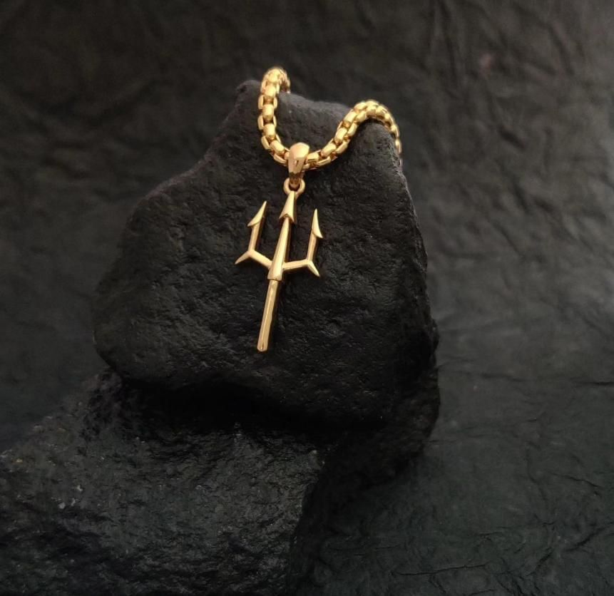 Gold Plated Trishul Pendant Chain for Men – Mahadev Shiv Locket Necklace, Gold plated Trishul pendant, Trishul chain for men, Shiv Trishul pendant necklace, Mahadev Trishul locket, Trishul with Rudraksha chain, gold Trishul locket for men, Hindu religious pendant for men, spiritual gold Trishul necklace, alloy gold plated Trishul chain, Mahakal Trishul pendant for men, divine pendant for men, Trishul jewelry for daily wear