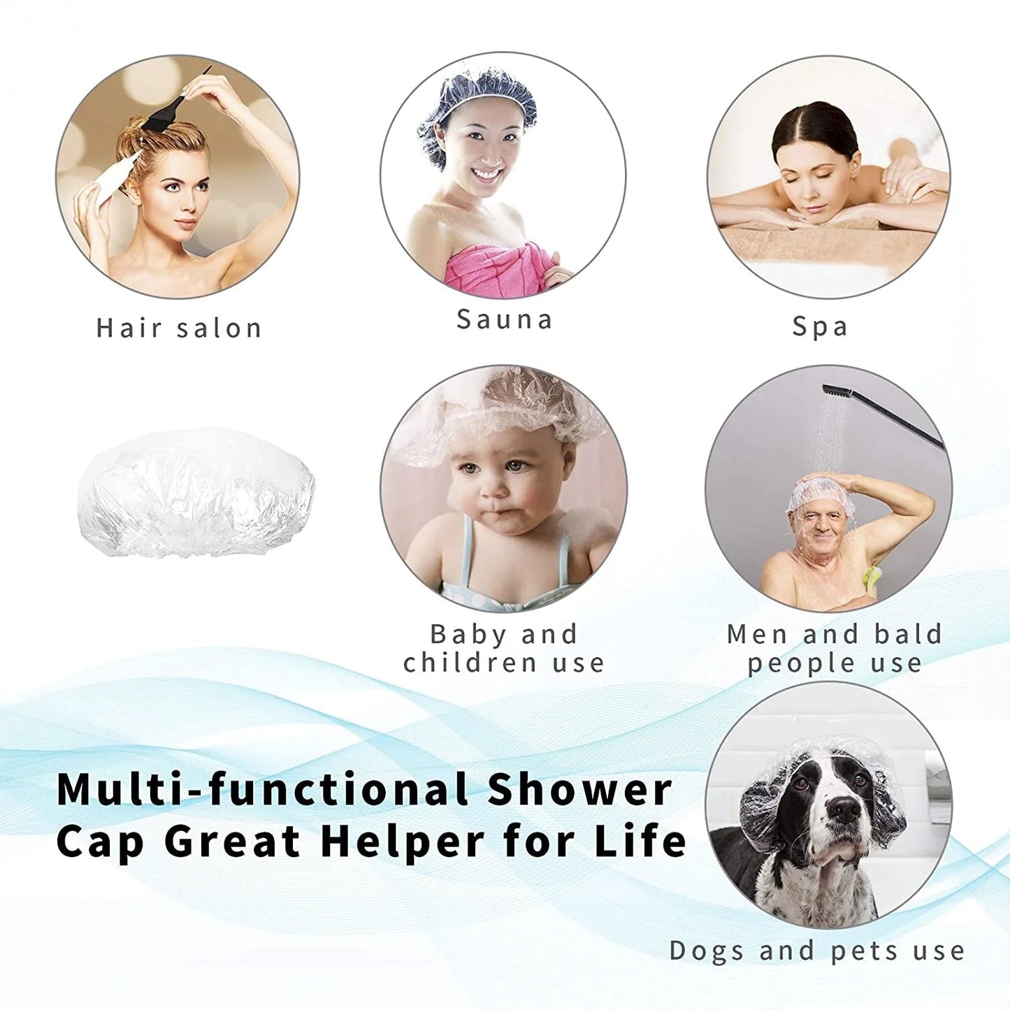 travel spa disposable shower cap with elastic band India, waterproof elastic bath cap bulk pack 40 pieces,