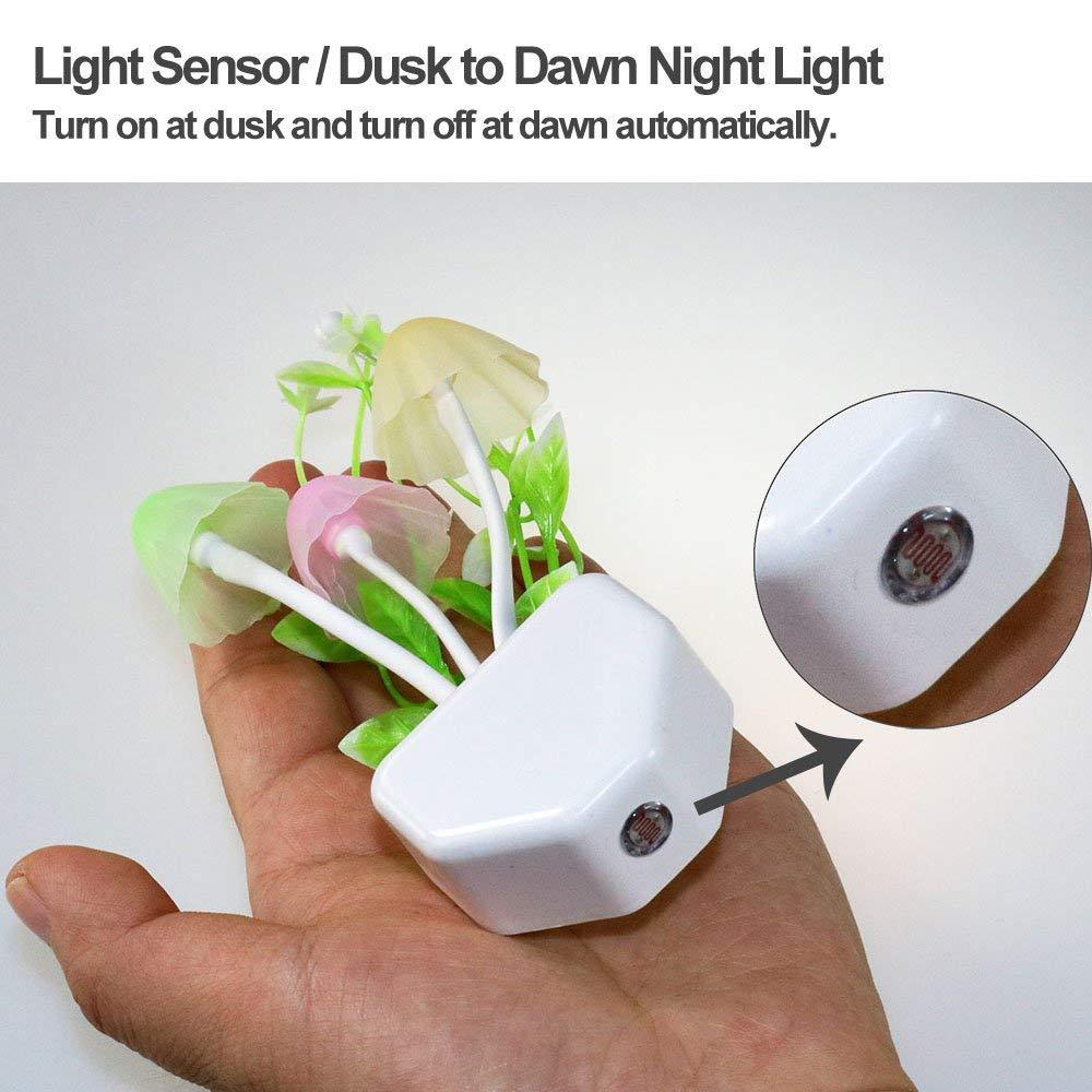 Color-changing mushroom lamp for ambiance. Mushroom night light, LED sensor lamp, colorful plug-in night light, kids room night light, decorative LED lamp, automatic night light