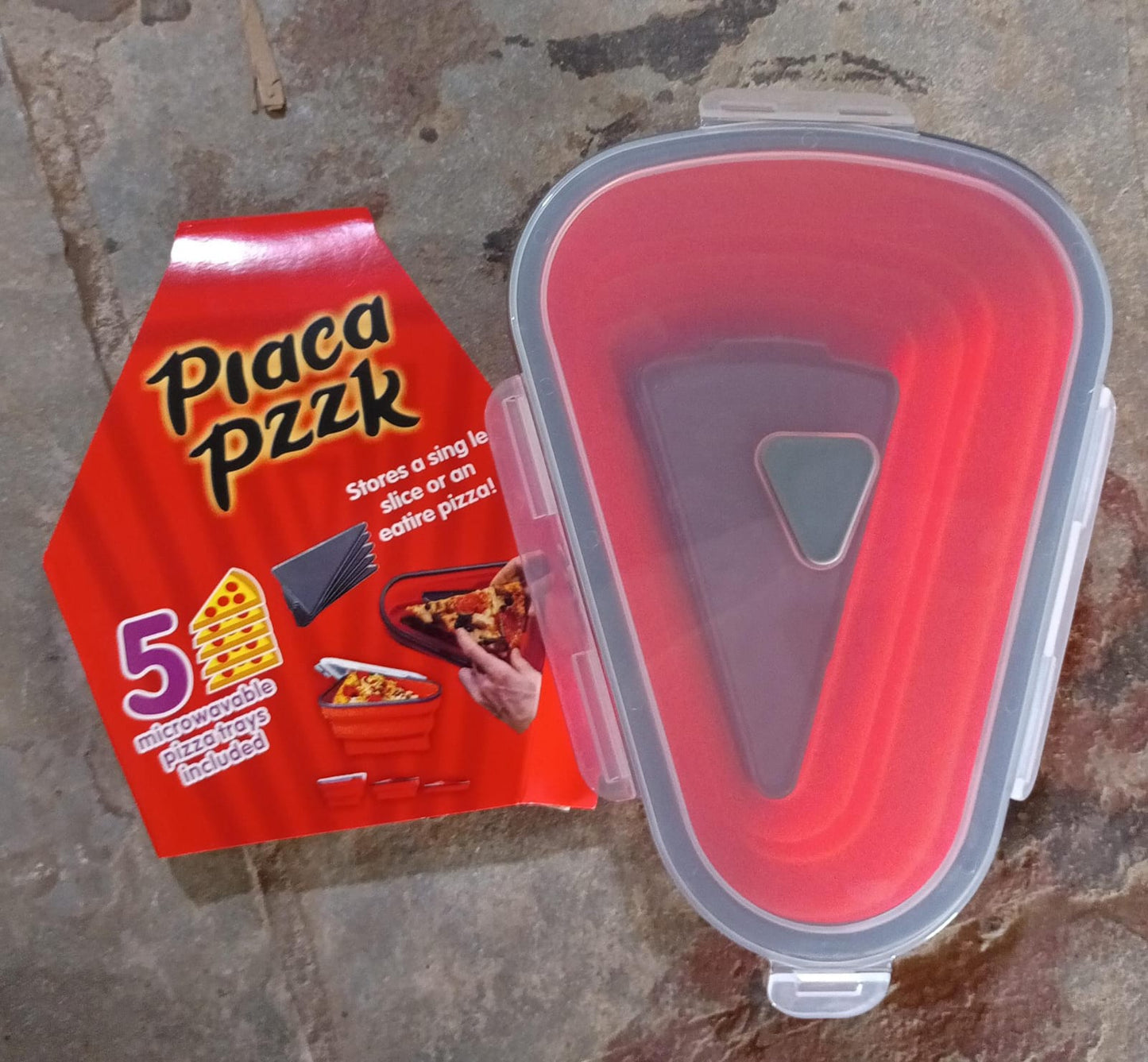 microwave safe pizza storage box with 5 trays, BPA-free stackable pizza container for fridge, collapsible pizza slice keeper with lids,