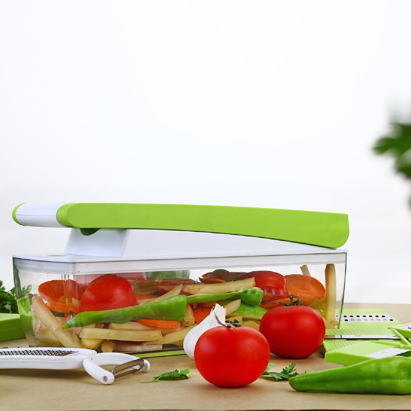 Snowpearl 14-in-1 quick dicer, versatile kitchen tool by House of Sensation, various perspectives. snowpearl 14 in 1 dicer, house of sensation vegetable cutter, multipurpose chopper, stainless steel blade dicer, kitchen slicer, vegetable chopper, fruit cutter