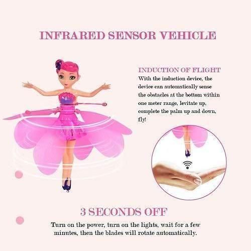 flying fairy doll toy India, rechargeable flying doll for girls, motion sensor fairy princess toy, magic flying doll with lights, light-up flying princess doll, girls flying toy with wings, hover fairy toy for kids, LED flying doll for children, flying princess doll India, fairy toy for girls with motion control