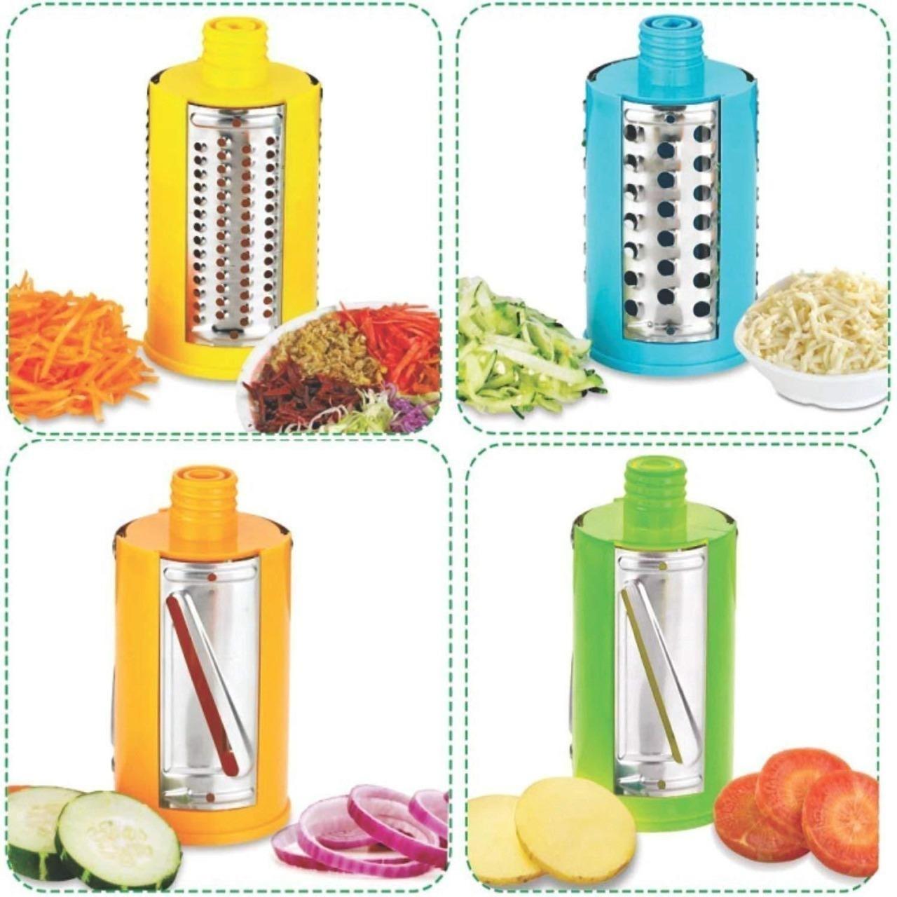 best 4-in-1 rotary vegetable grater and slicer in India, stainless steel drum grater for vegetables, manual rotary vegetable slicer with multiple drums, multi-functional kitchen vegetable grater and slicer, compact rotary grater for home cooking, durable stainless steel vegetable slicer and grater, kitchen tool for grating and slicing vegetables, rotary vegetable grater with interchangeable drums, stainless steel manual grater and slicer for kitchen use, vegetable grater for chopping and slicing Indian vege