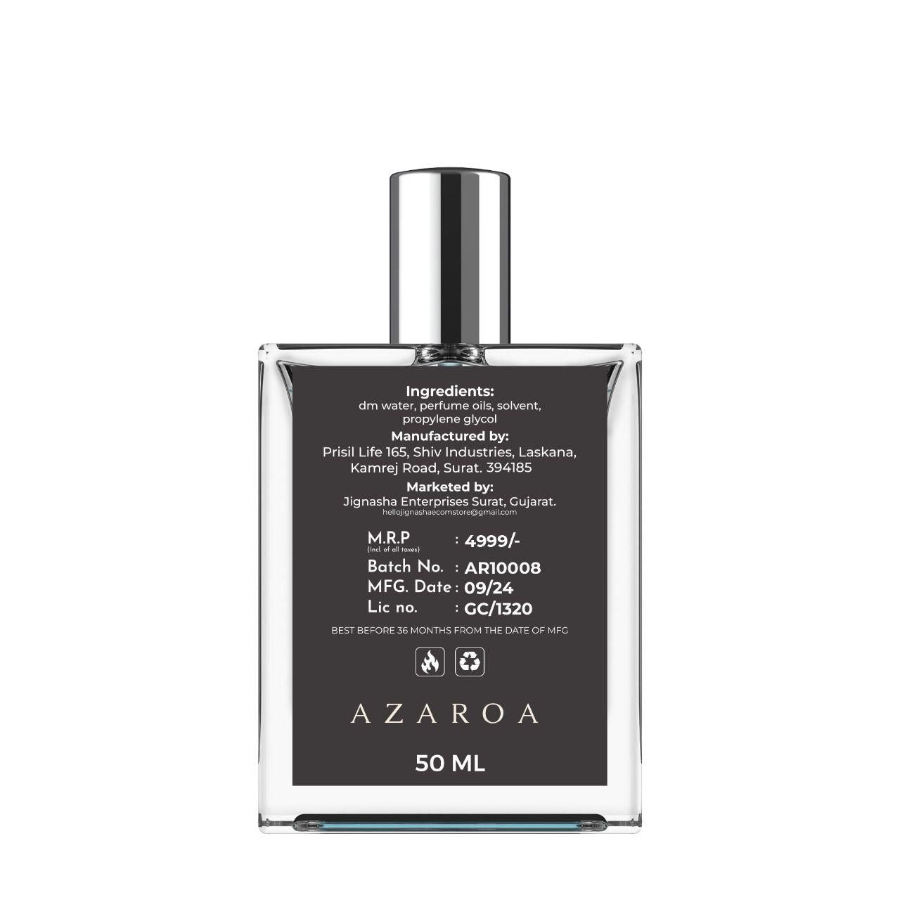 Azaroa signature parfum stylish packaging, The Most Wanted perfume for men India, Azaroa eau de parfum side view, Premium Azaroa fragrance combo, Azaroa 50ML men's perfume flat lay, Azaroa perfume gift set for men