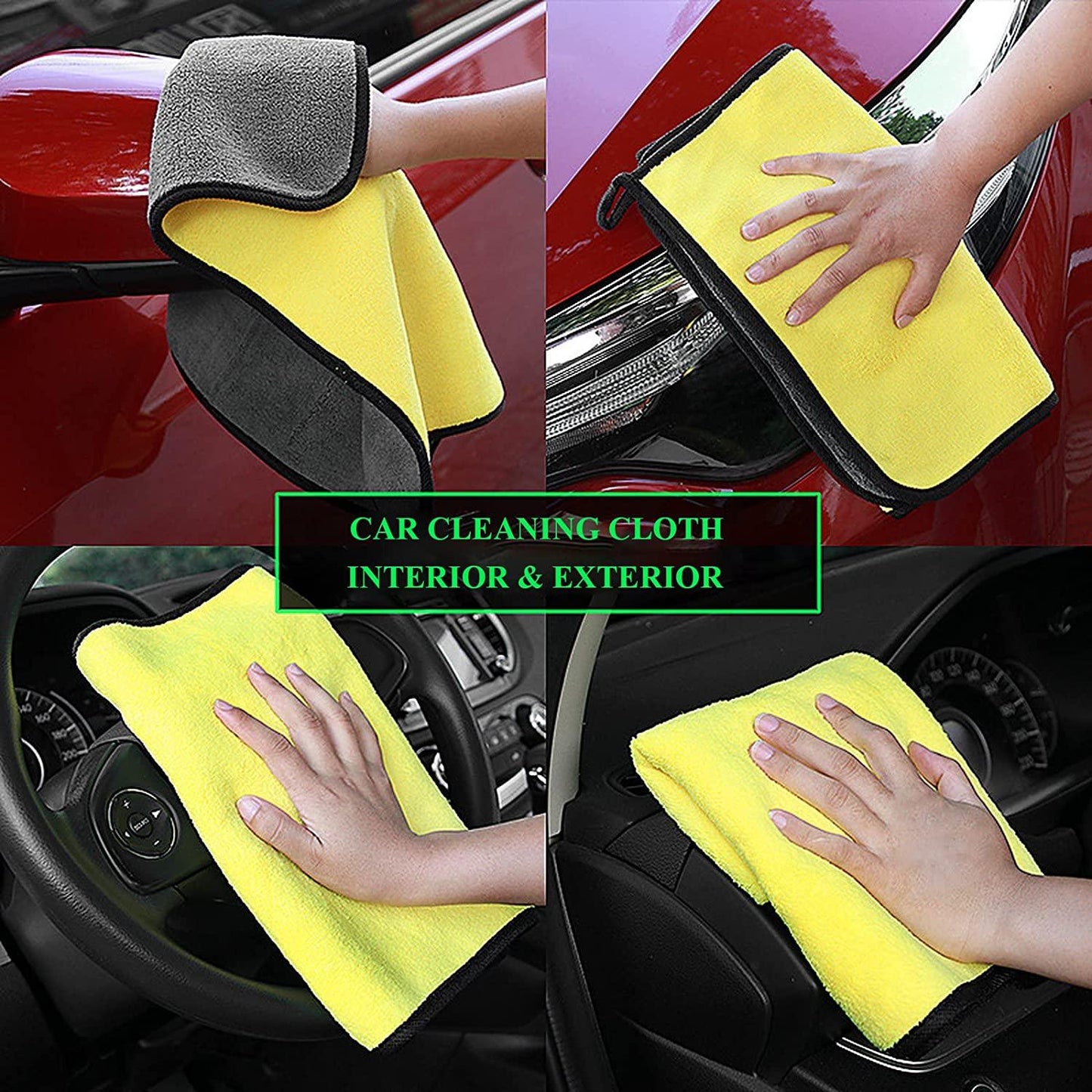 best microfiber cloth for car cleaning in India, lint free microfiber towel for scratch free cleaning, double sided microfiber car cleaning cloth pack,