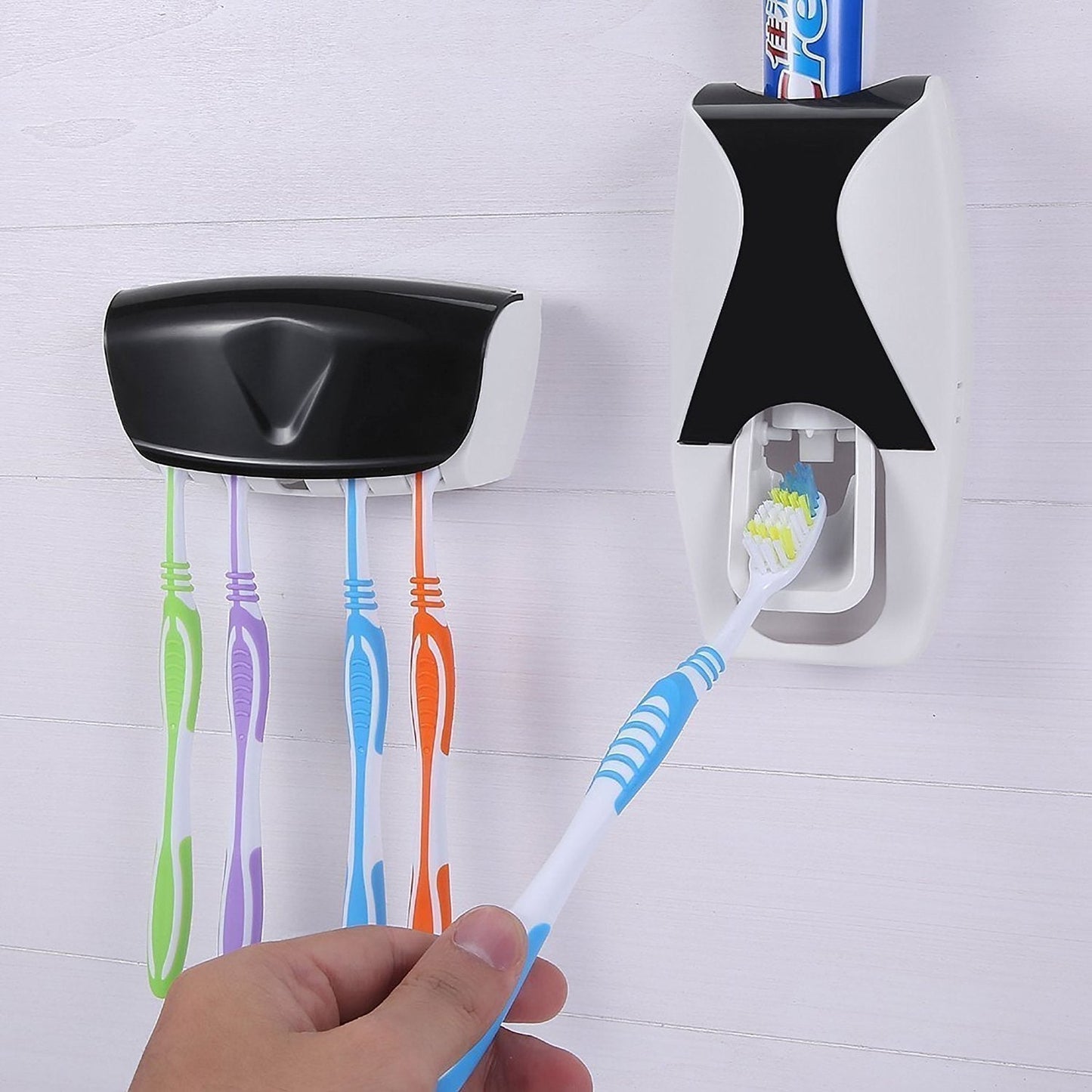 Toothpaste dispenser with brush set, automatic toothpaste dispenser, toothbrush holder wall mount, touch free toothpaste squeezer, kids toothpaste dispenser, hygienic bathroom accessories