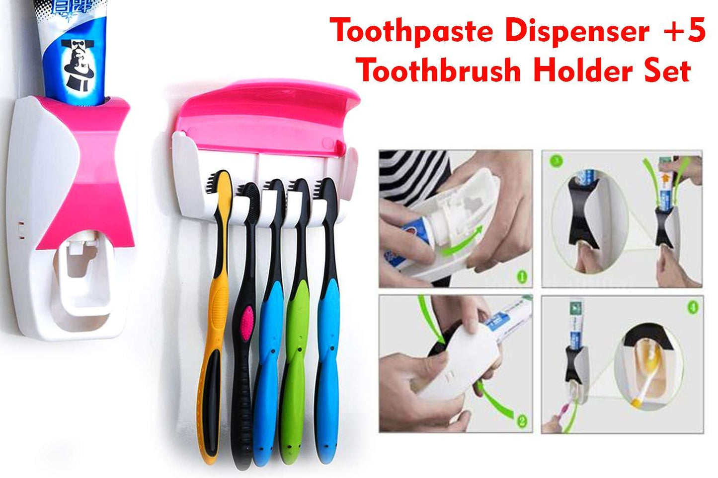 Toothpaste and brush holder set, automatic toothpaste dispenser, toothbrush holder wall mount, touch free toothpaste squeezer, kids toothpaste dispenser, hygienic bathroom accessories