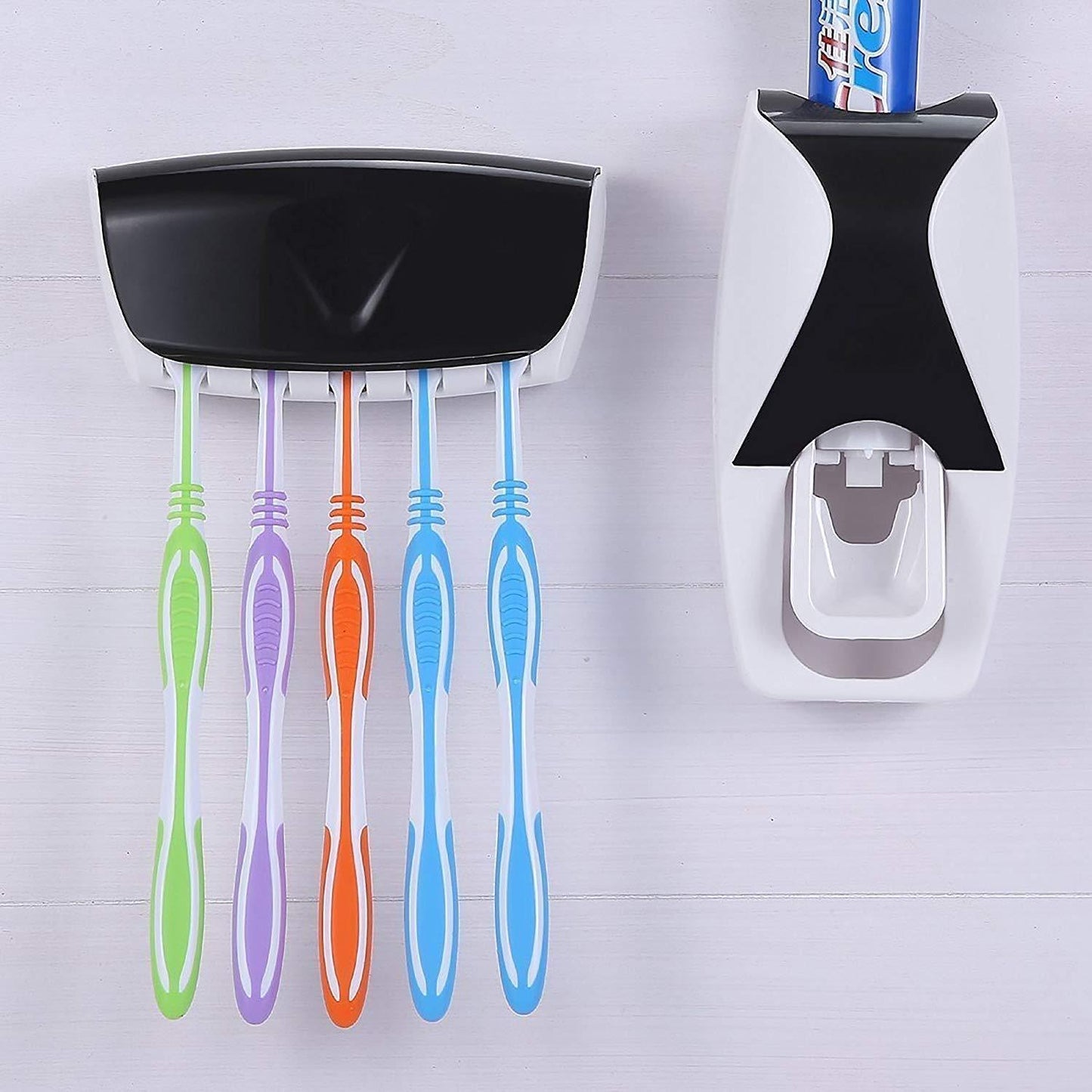 Toothpaste dispenser with toothbrush, automatic toothpaste dispenser, toothbrush holder wall mount, touch free toothpaste squeezer, kids toothpaste dispenser, hygienic bathroom accessories