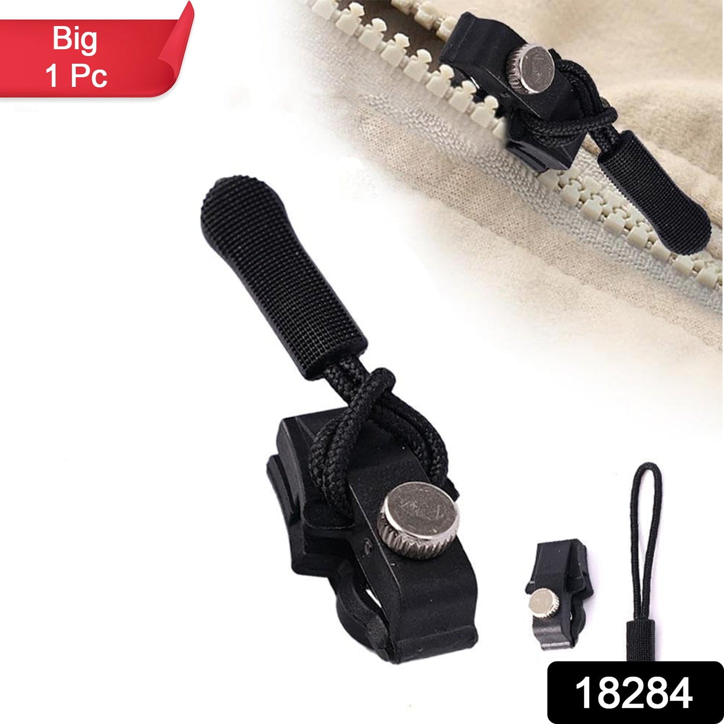 zipper repair clip for DIY clothing fixes, detachable zipper pull tab for broken zippers, handy zipper slider for suitcases and tents, reusable universal zip repair tool for emergency use